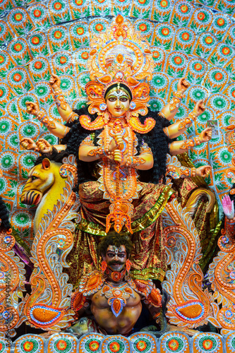 Fotografía Close up view of Maa Durga's Face during Durga Puja festival