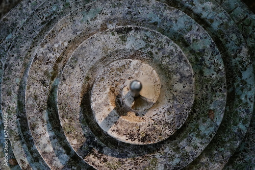 View from above of a sundial in Narni near Cardona Bridge, Terni, Umbria, Italy
