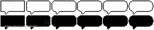 Collection de bulles de bande dessinée en pixel art (contour et fond)