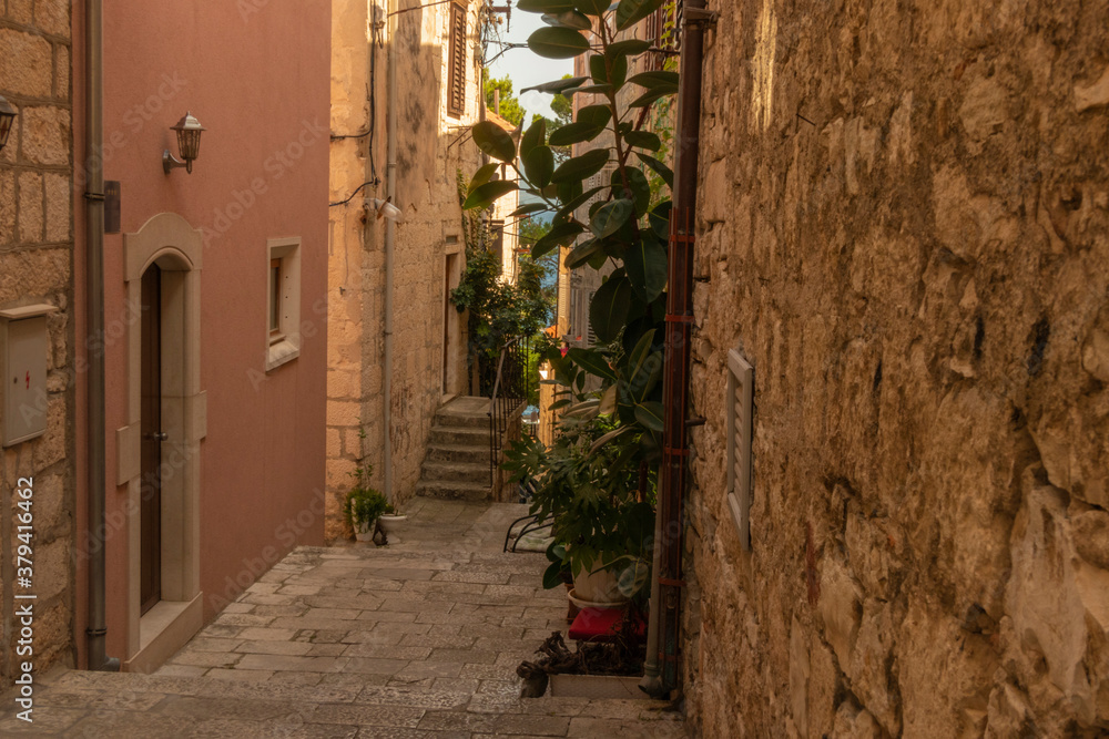 Narrow streets in Korcula town