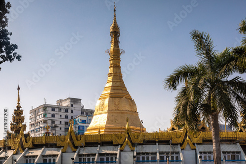 Golden stupa of the Sule Pagoda photo