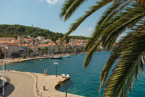 view at Korcula town and bay