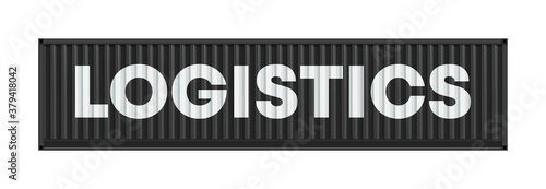 Flat side view logistics 40 foot container delivery. Large metal 40 ft containers for transportation. illustration