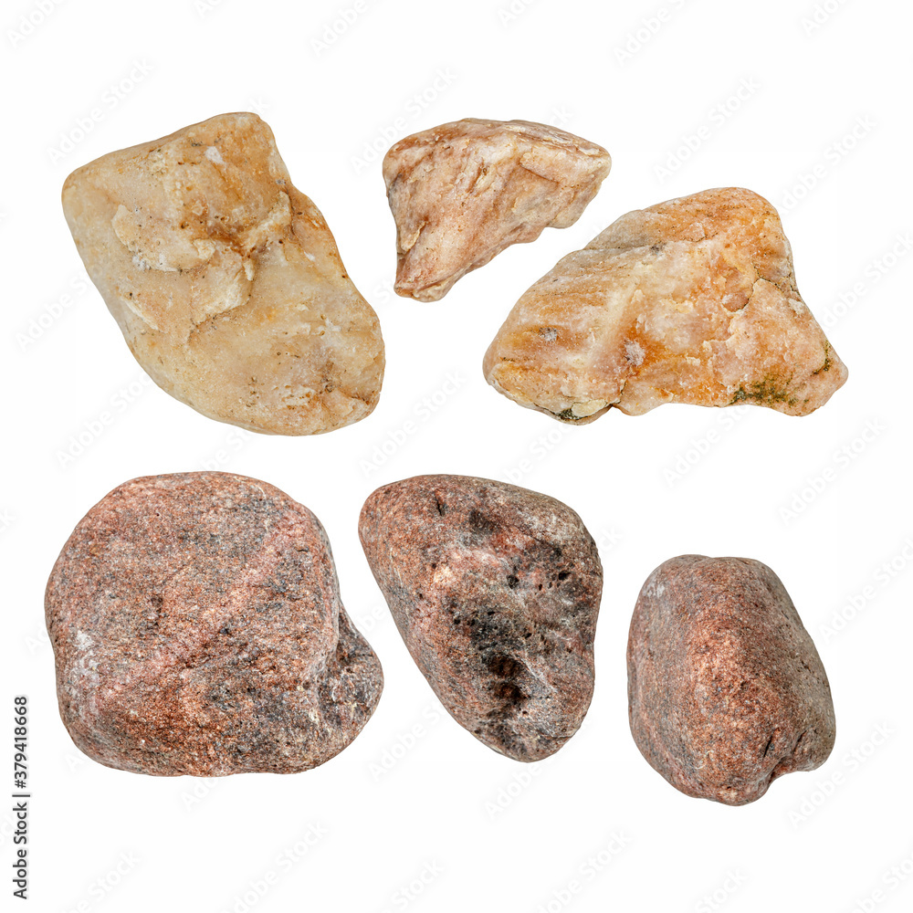 Macro – Building stone collection isolated on white background, (high resolution) Macro – Building stone collection isolated on white background, (high resolution)