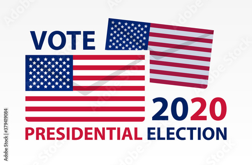 USA Presidential Election Vote poster design with the national flag and text for use as promotional material or in campaigning, colored vector illustration