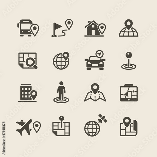 Navigation and Map icons set