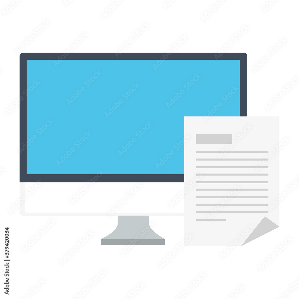 computer with paper document design, Digital technology communication theme Vector illustration computer with paper document design, Digital technology communication theme Vector illustration