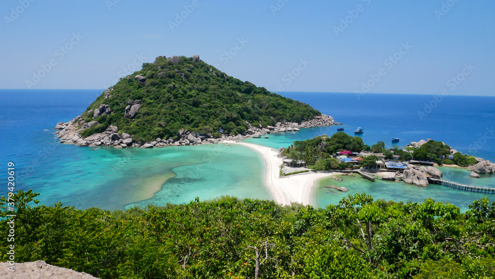 Unseen beautiful top view of Koh Nan Yuan Island, Thailand
