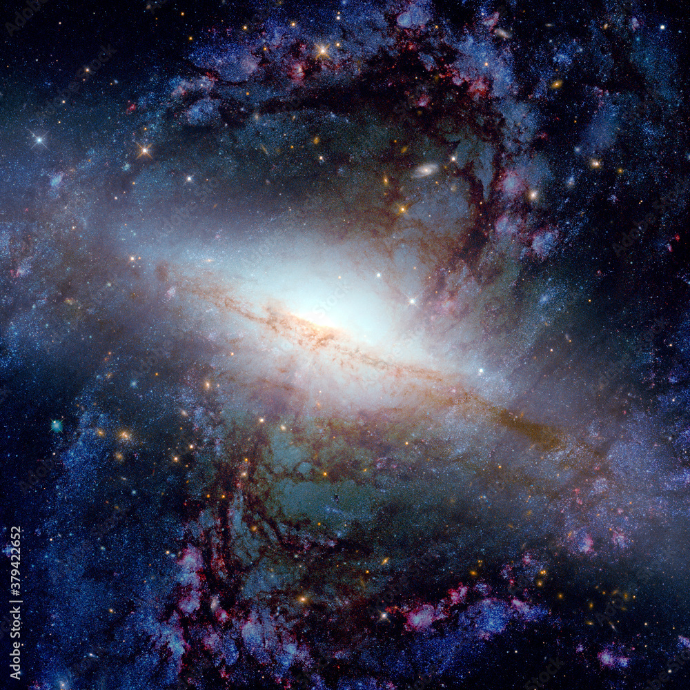 Obraz premium Spiral nebula and light ray in deep space. Elements of this image furnished by NASA