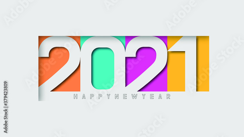 2021 New Year logo. Happy new year banner. 2021 new year. Happy new year 2021 design. Colorful holiday background for calendar or web banner. 2021 celebration.