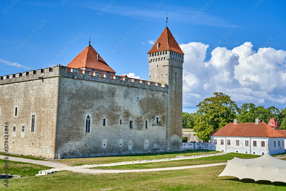 Medieval castle with towers in the front