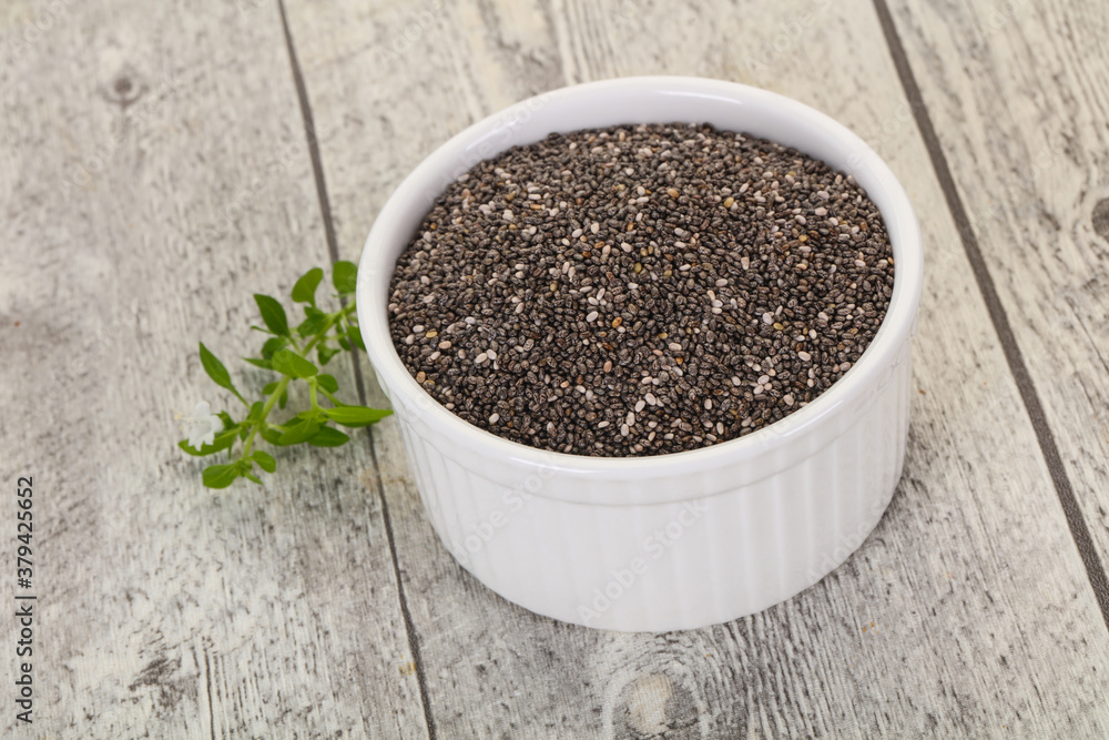 Dietary Chia seeds in the bowl Dietary Chia seeds in the bowl
