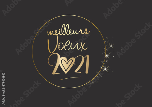 Carte de vœux 2021, avec or et étoiles