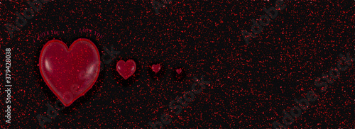 Obraz na płótnie Close up of hearts isolated on black background. Love concept w salonie