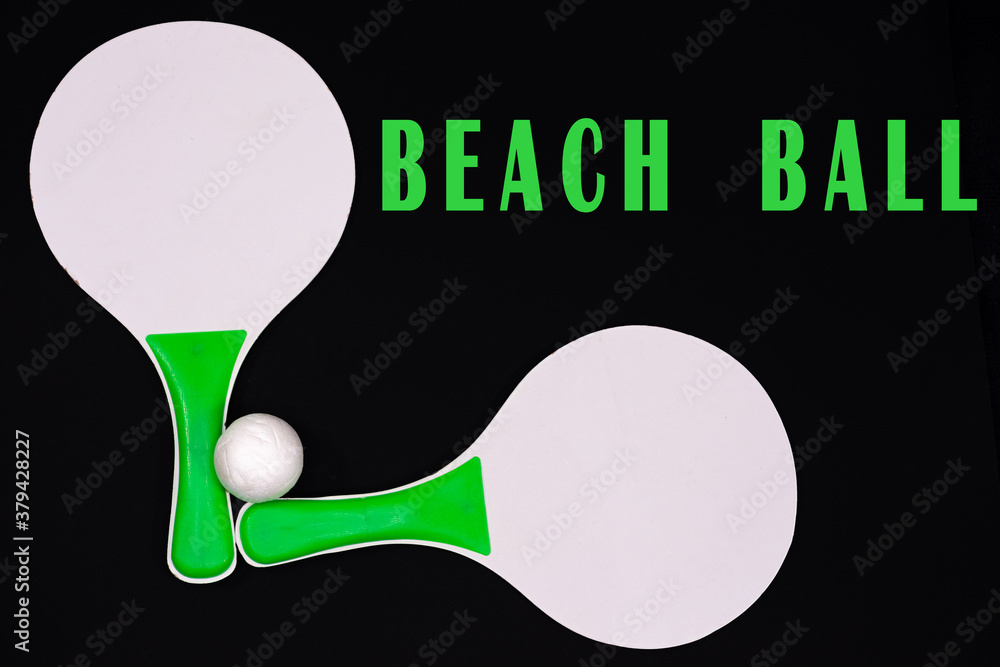 Close up of beach tennis rackets with space for writing. Isolated on background