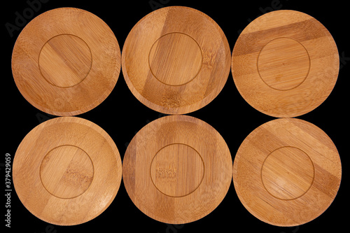 Obraz na płótnie Bamboo saucers arranged in various order, with space to insert letters of text w salonie