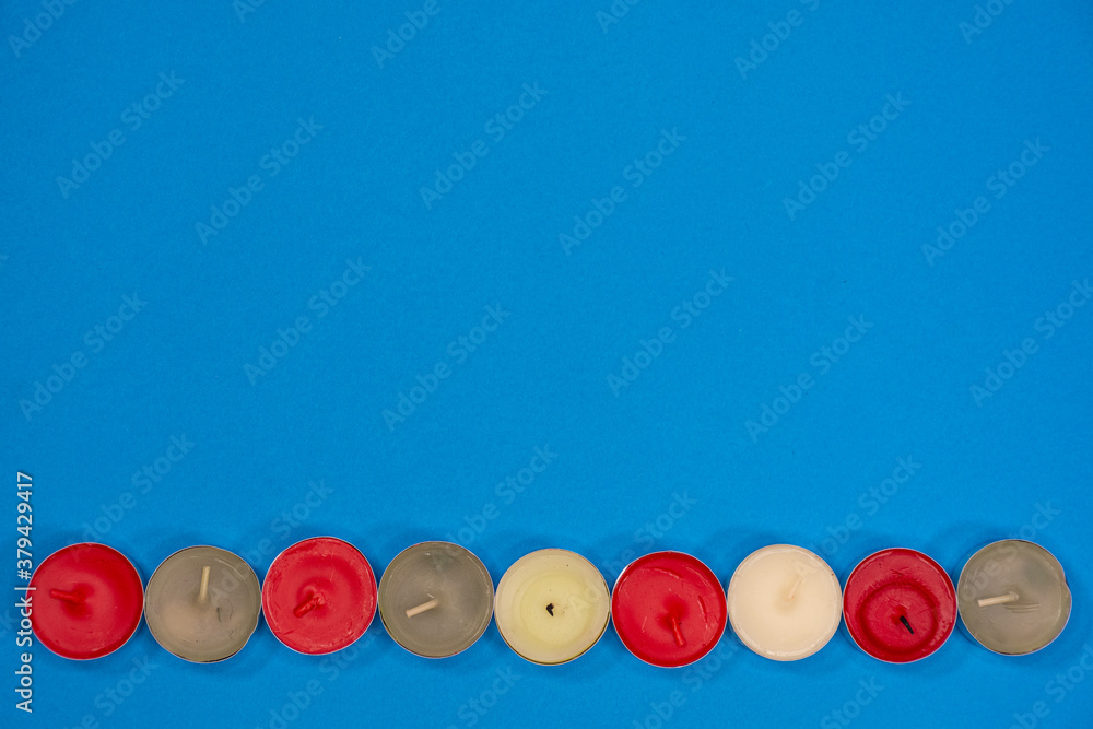 Close up of candles with space for writing. Lighting concept