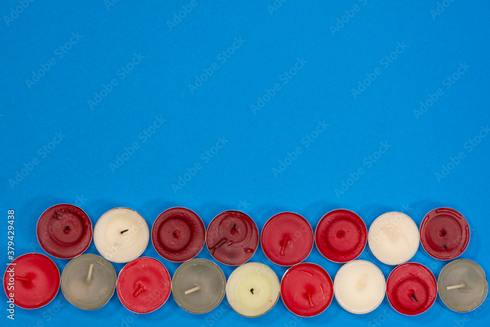 Close up of candles with space for writing. Lighting concept