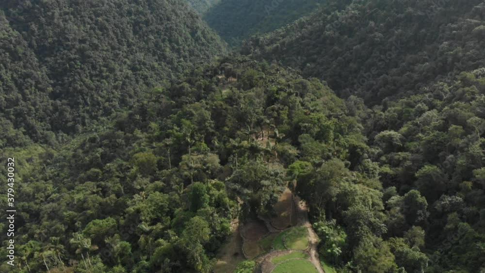 Aerial View of Ciudad Perdida, Terraces of Lost City in Sierra Nevada, Colombia. Famous Hiking Location and Archeological Site Aerial View of Ciudad Perdida, Terraces of Lost City in Sierra Nevada, Colombia. Famous Hiking Location and Archeological Site