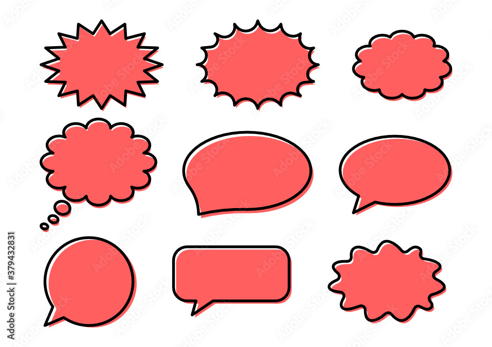 Set of red speech bubble icon. Comics speech symbols Set of red speech bubble icon. Comics speech symbols