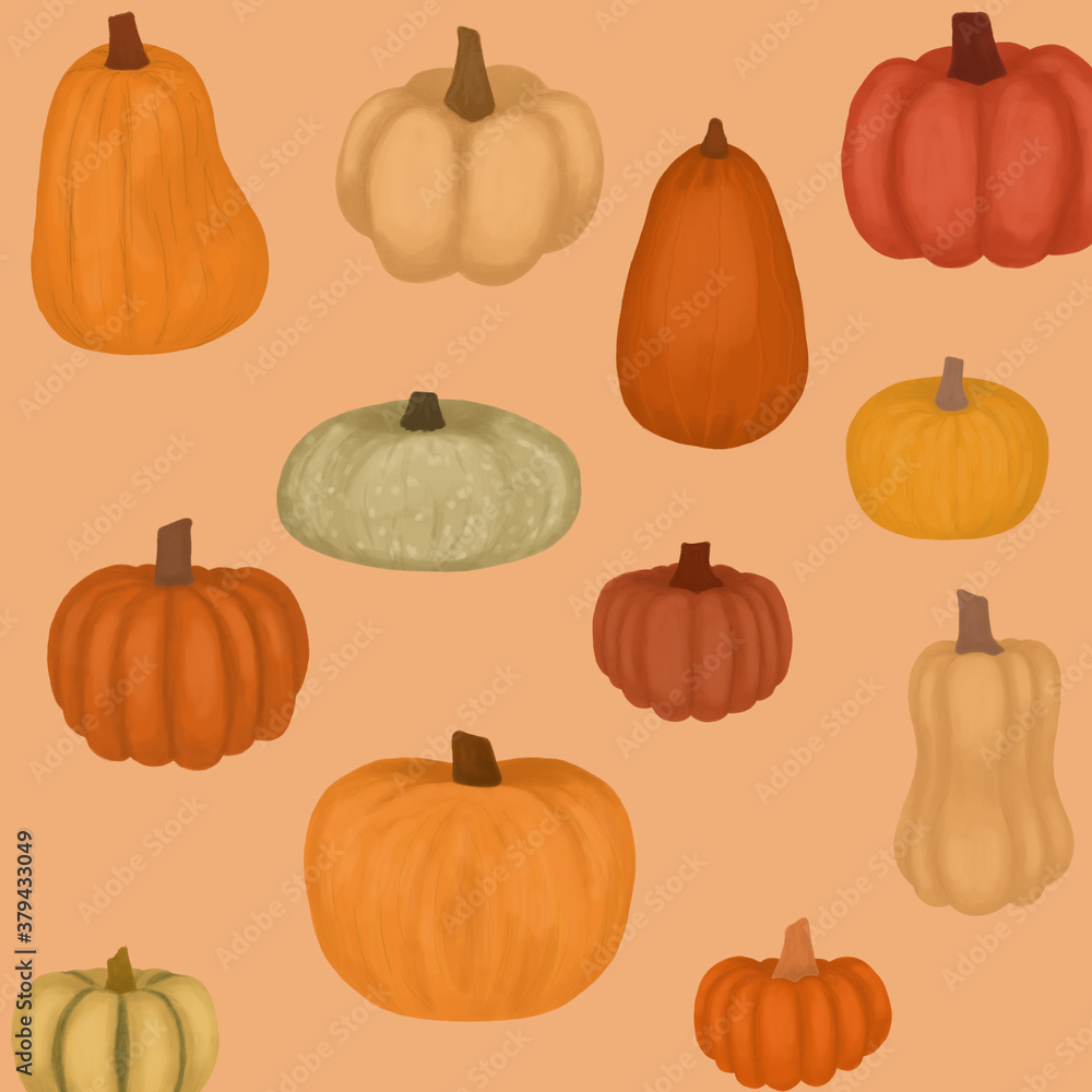 Drawing pumpkin on an orange background
Drawing pumpkin on an orange background