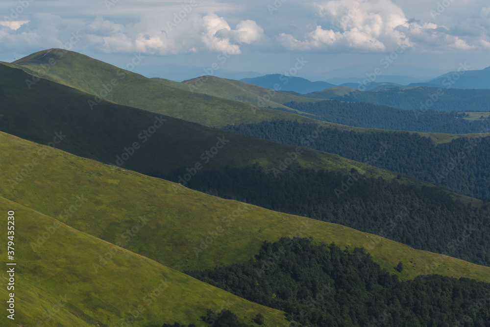 scenic Carpathians mountains and hills in the nice weather in summer