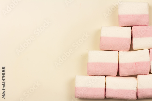 marshmallow on a pink background