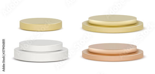 Vector realistic round podium winner pedestal set