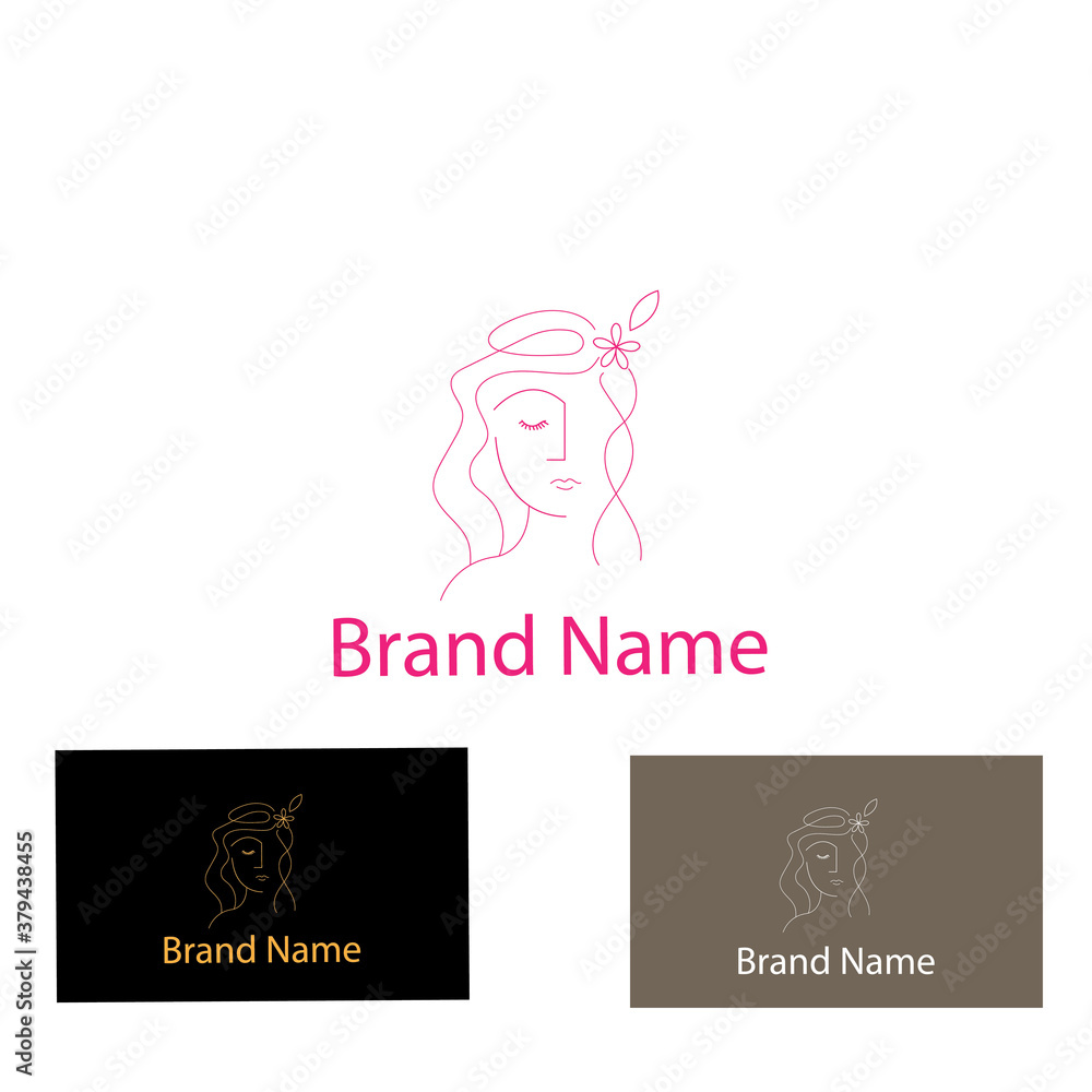 Obraz premium Woman brand logo illustration line background design vector