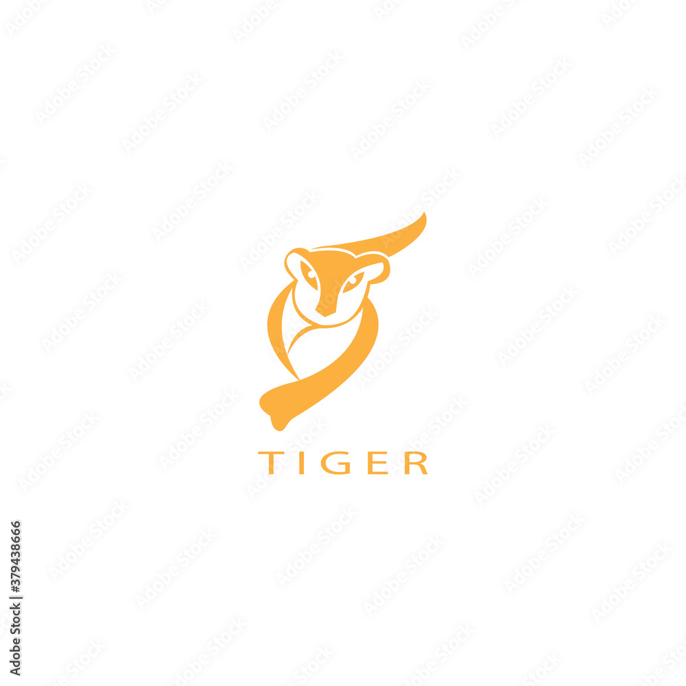 logo running tiger color illustration design vector