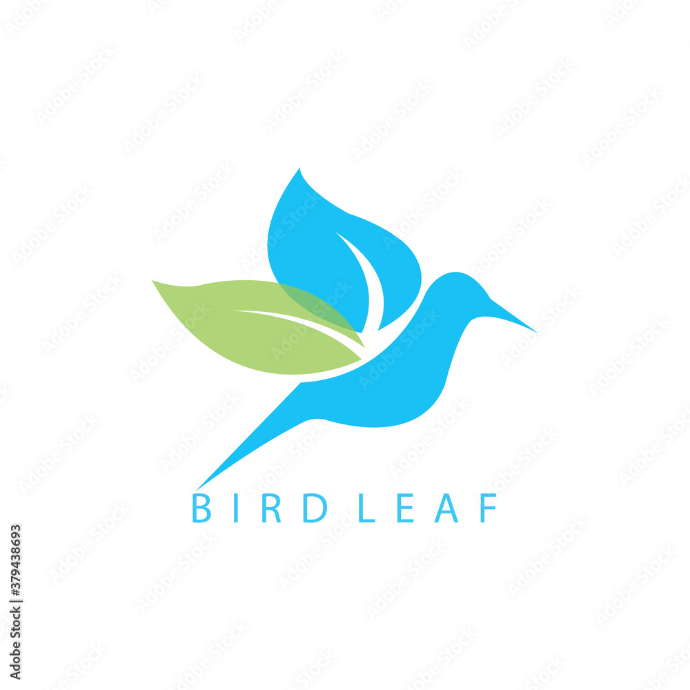 Fototapeta premium creative bird logo vector illustration of leaves design