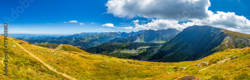 Panoramic view of mountain landscape in Rohace area of the Tatra National Park, Slovakia, Europe.