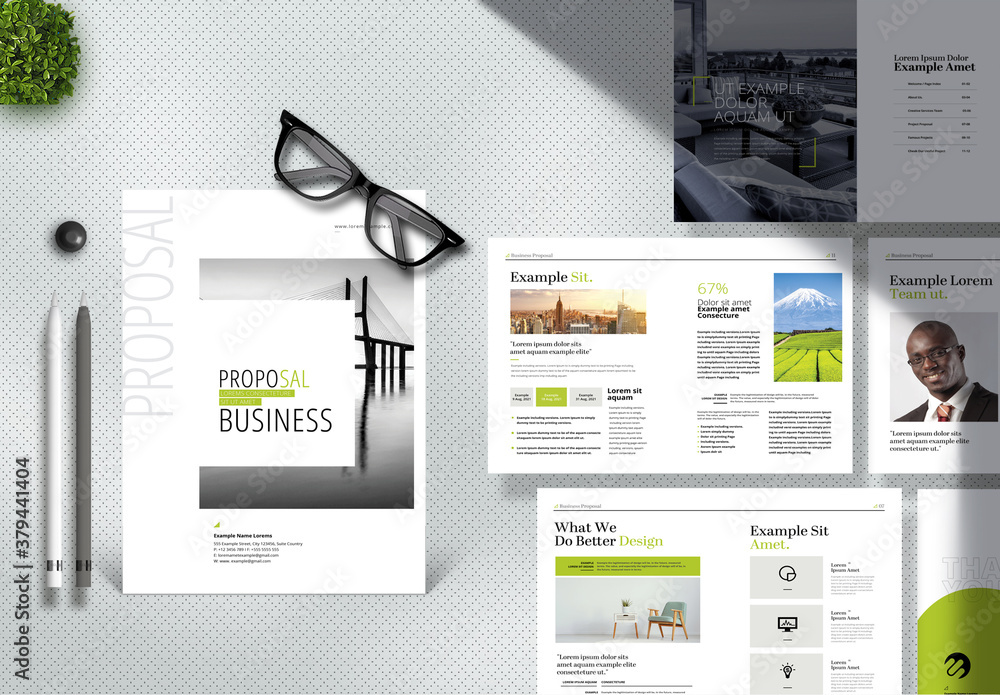 Clean Creative Proposal Layout with Green Accents Stock Template ...