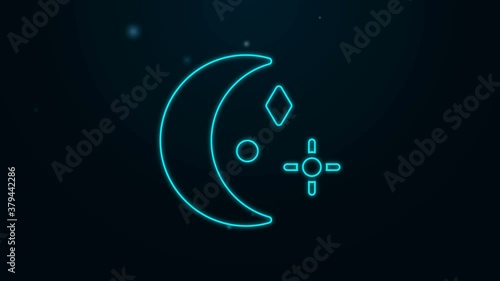 Wallpaper Mural Glowing neon line Moon and stars icon isolated on black background. Cloudy night sign. Sleep dreams symbol. Night or bed time sign. 4K Video motion graphic animation Torontodigital.ca