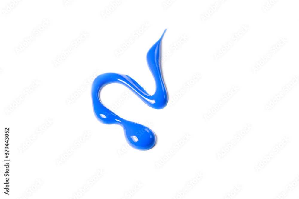 Obraz premium Blue paint on a white background. Smear of blue paint