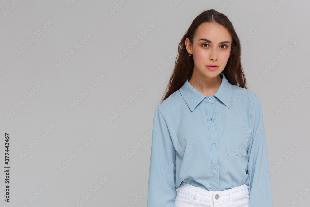 Serious Business woman. Isolated portrait. Studio shot Serious Business woman. Isolated portrait. Studio shot