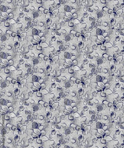 Seamless tropical flower, plant and leaf pattern background