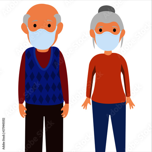 abuelos con mascarrilla covid 19