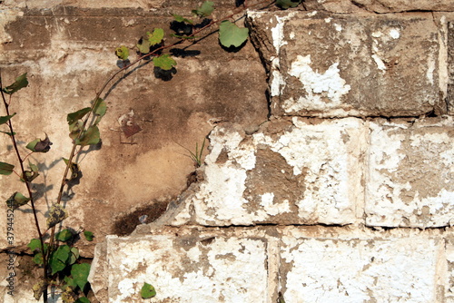 background old grey stone wall
