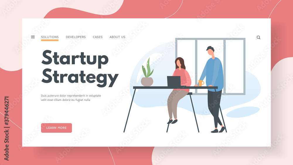 Businessmen team develop strategy for startup home page banner.
