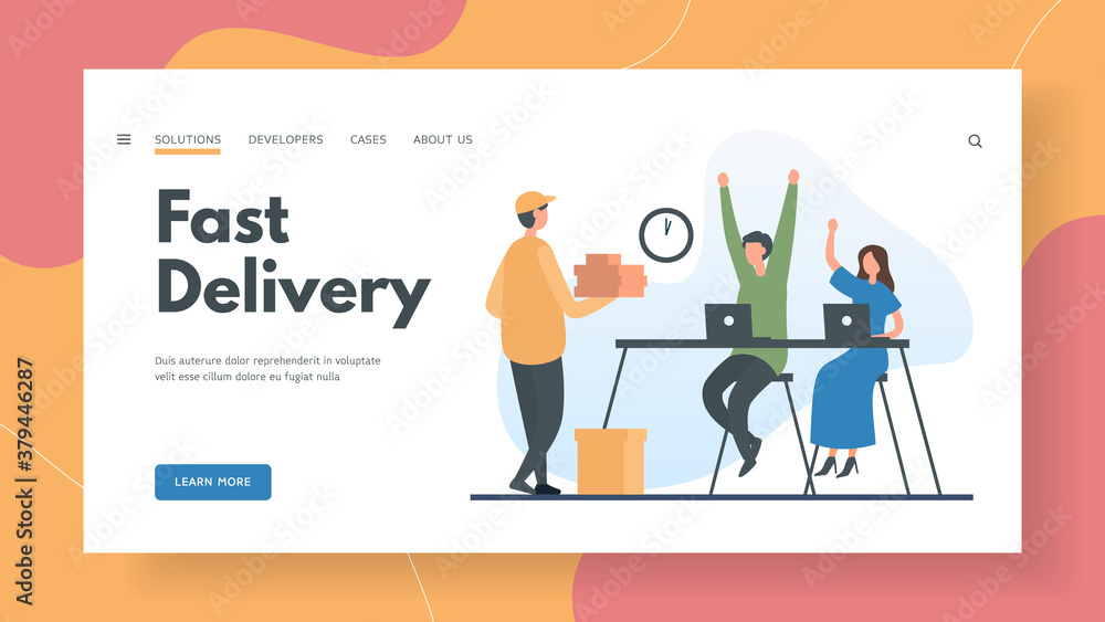 Fast delivery online food ordering to office landing page template