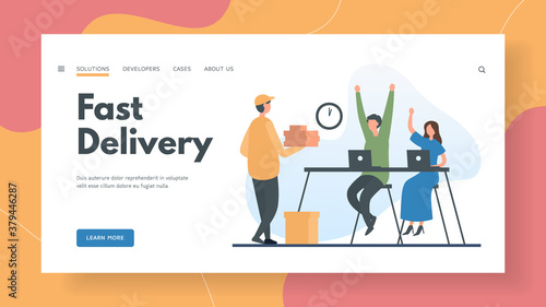 Fast delivery online food ordering to office landing page template