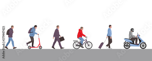 Men on the street cartoon flat vector set.