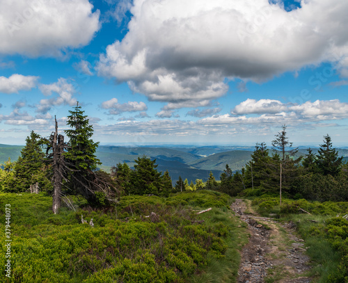 View from Maly Ded hill above Svycarna hut in Jeseniky mountains in Czech republic photo