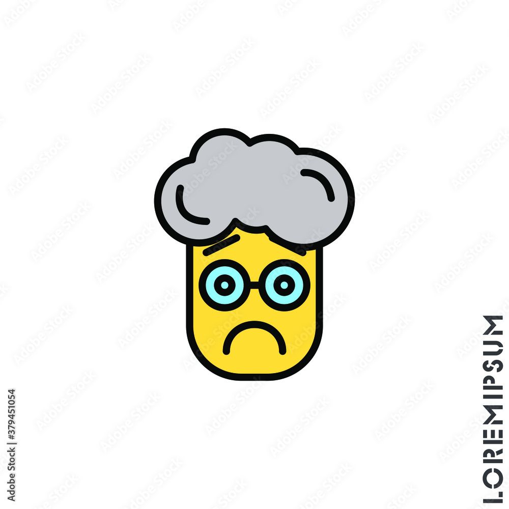 Sad Bad Mood Feel Sorry Regret yellow Emoticon boy, man Icon Vector Illustration. Style. Sad Bad Mood Feel Sorry Regret yellow Emoticon boy, man Icon Vector Illustration. Style.