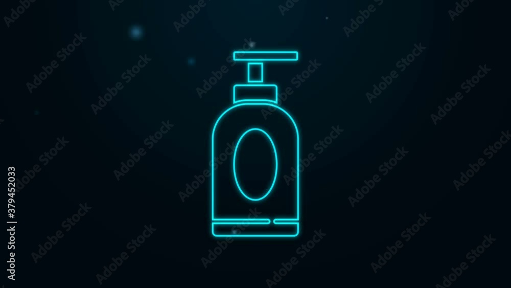 Glowing neon line Cream or lotion cosmetic tube icon isolated on black background. Body care products for men. 4K Video motion graphic animation Glowing neon line Cream or lotion cosmetic tube icon isolated on black background. Body care products for men. 4K Video motion graphic animation