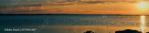 Wonderfull colors of the sunset in the saline, Puglia Italy