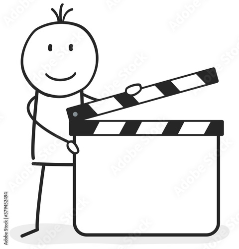 Regisseur hält eine Filmklappe  