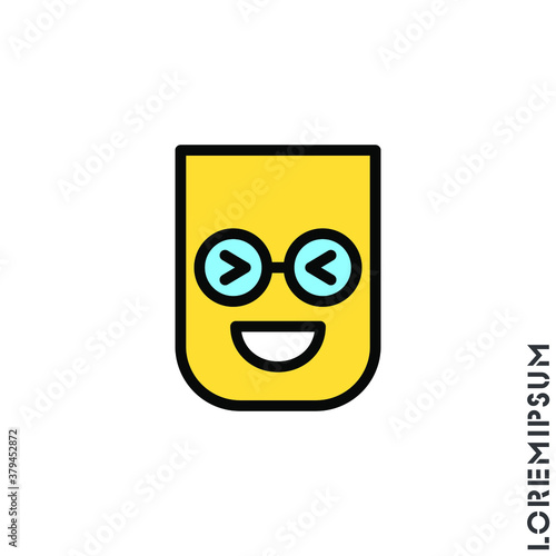 Emoticon color vector icon on white background. vector emoticon icon symbol sign from modern user interface collection for mobile concept and web apps design. Laugh, emoji icon vector, emotion, fun sy