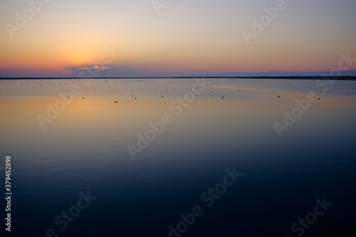 Wonderfull colors of the sunset in the saline  Puglia Italy